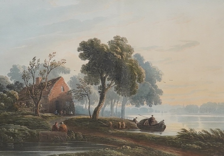 John Varley (1778-1842), watercolour, 'On The Thames above Putney', unsigned, details verso of backing, 25 x 36cm. Condition - fair